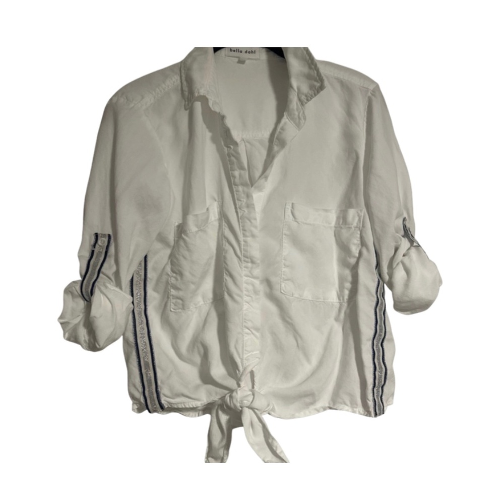 Gently used Bella Dahl White Button-Up Shirt with Tie Front